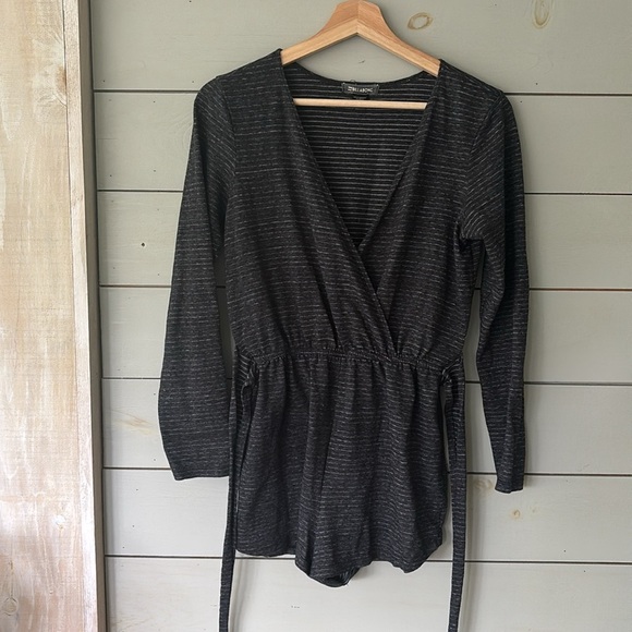 Billabong Striped Long Sleeve Wrap Romper - Size Small - Picture 2 of 7